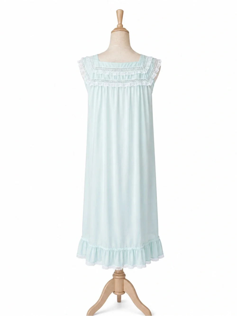 Vintage Barbizon Blue Lace Trim Nightgown Small Coquette